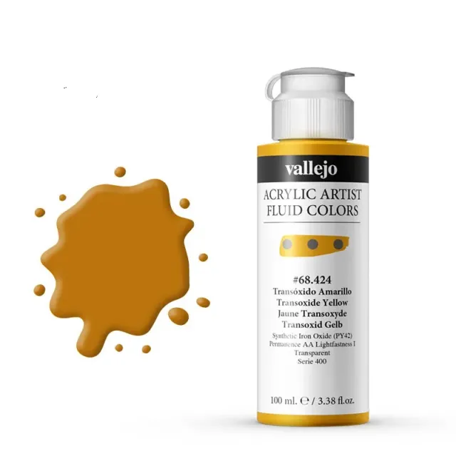 Vallejo Artist Fluid 68424 colore acrilico Transoxide Yellow 100ml coprente