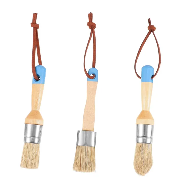 Angoily Pennelli Cera Manico Legno Set 3 Pezzi setola naturale