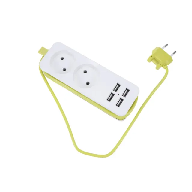 Angoily Ciabatta 4 Prese + 4 USB Verde 20,5 cm