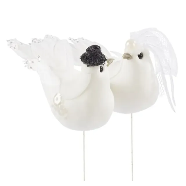 Deco Foam 3864040 Coppia Colombe 8cm Decorazione Bomboniera