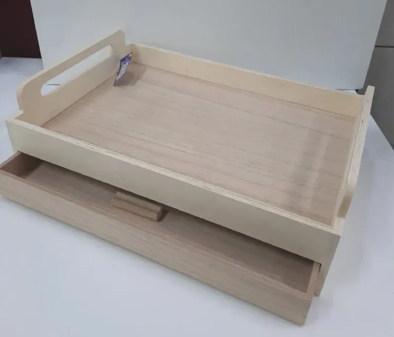 Deco Foam LG87871 Vassoio Legno con Cassetto 40x28 cm