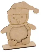Sagoma legno pinguino 13x15 cm spessore 3 mm da decorare