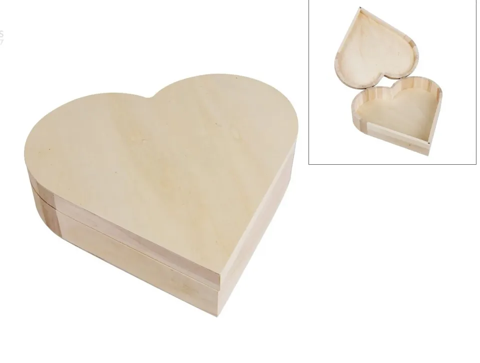 Deco Foam 460072 scatola legno cuore 25,3x24x6 cm