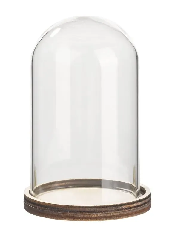 Deco Foam Campana vetro base legno 12x7,5 cm