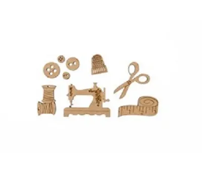 Deco Foam 741501 set 9 sagome legno cucito MDF