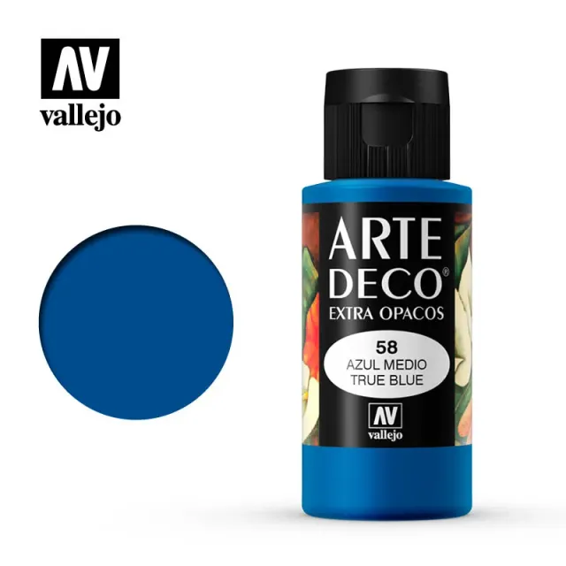 Vallejo Arte Deco 058 True Blue acrilico 60ml coprente