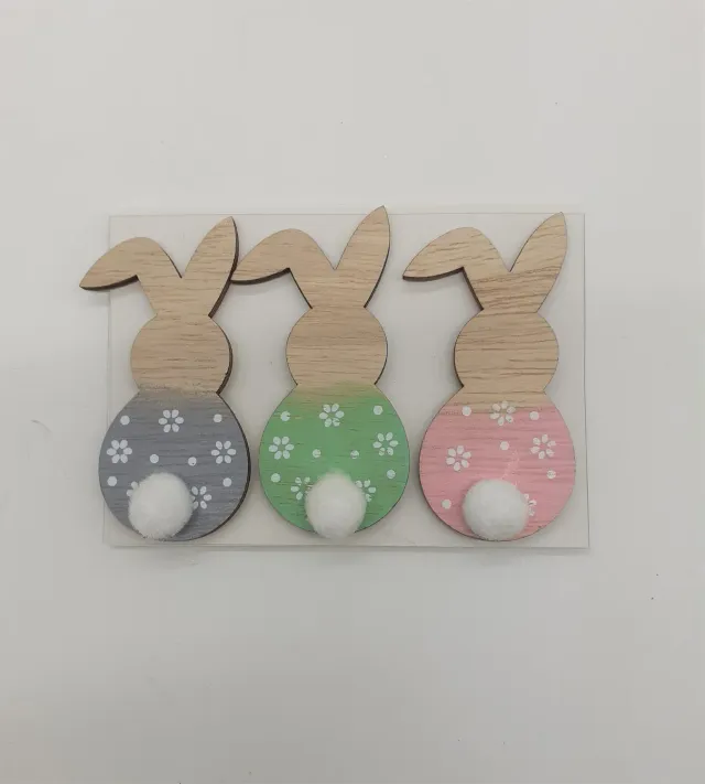 Deco Foam 70390 coniglietti legno 7 cm 3 pz colorati
