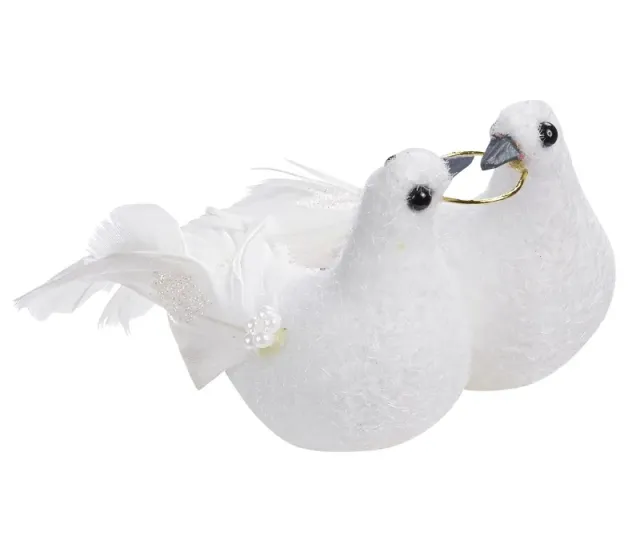 Deco Foam 3864004 coppia colombi decorativi 11cm con anello