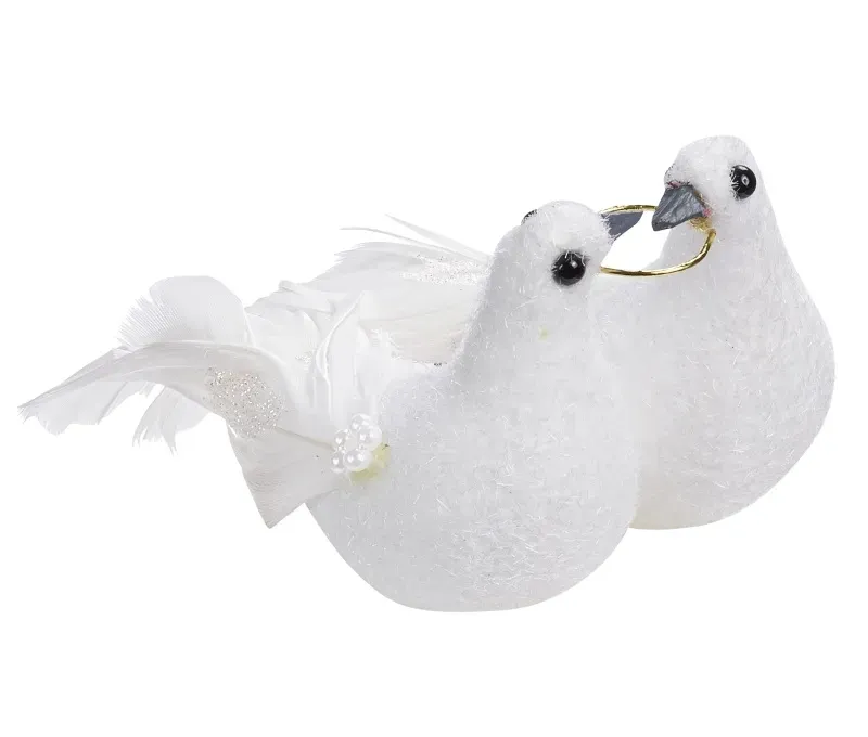 Deco Foam 3864004 coppia colombi decorativi 11cm con anello