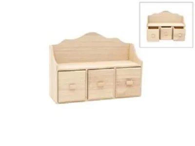 Deco Foam 87943 scatola legno 3 cassetti 30x11x21,5 cm