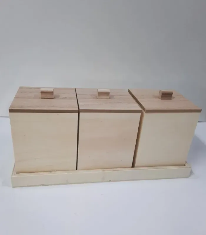 Deco Foam LG87795 set 3 scatole legno 10x10x14 cm con base