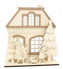 Deco Foam 742053 Casetta Natalizia Legno 28 cm