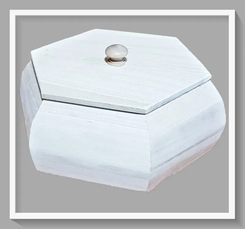 Deco Foam LG87858 scatola esagonale legno 25,5x21x18cm