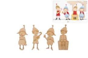 Deco Foam 741683 Elfi Legno 16 cm Set 4 Pezzi