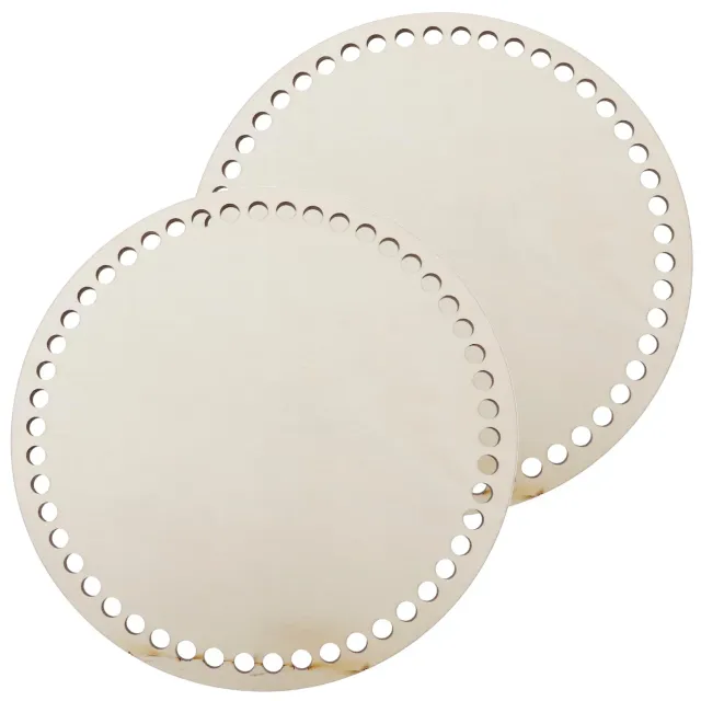 Angoily Fondo Cestino Base Legno Uncinetto 2 Pezzi Beige robusta