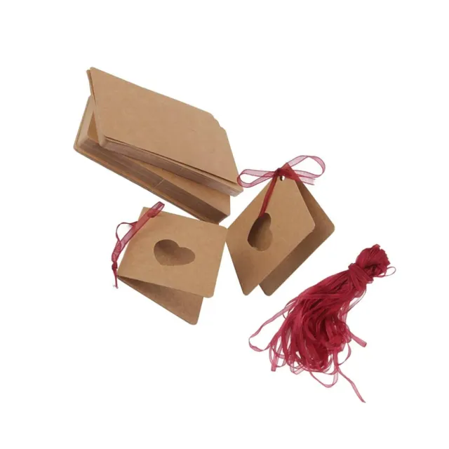Angoily tag cuore kraft 150 pezzi con corda rossa